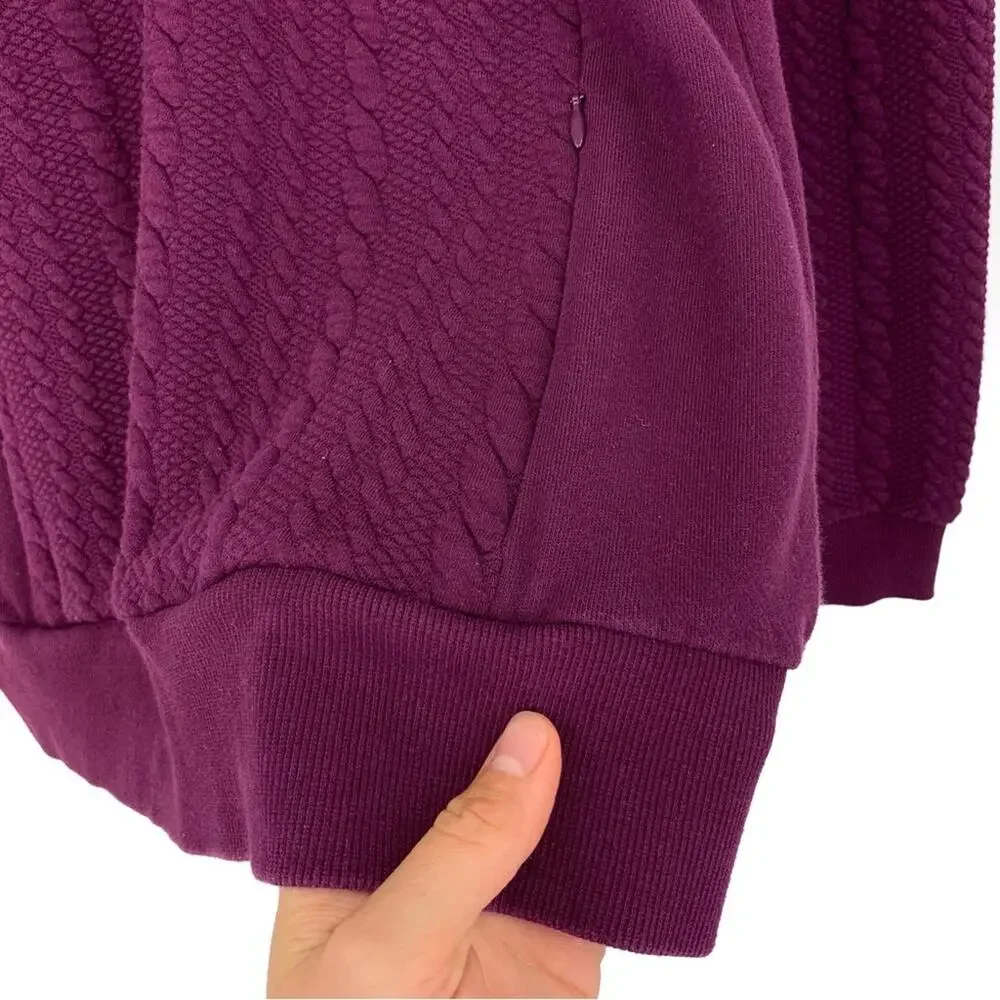 ORVIS Jacquard Cable Knit 1/4 Zip Pullover Sweater Purple S